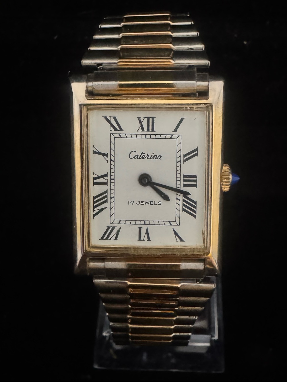 Caterina Two-Tone Rectangular Dress Watch - Gold & Silver